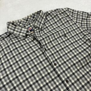 Johnnie-O Button Up Shirt Men XL Gray Long Sleeve Flannel Check Pockets